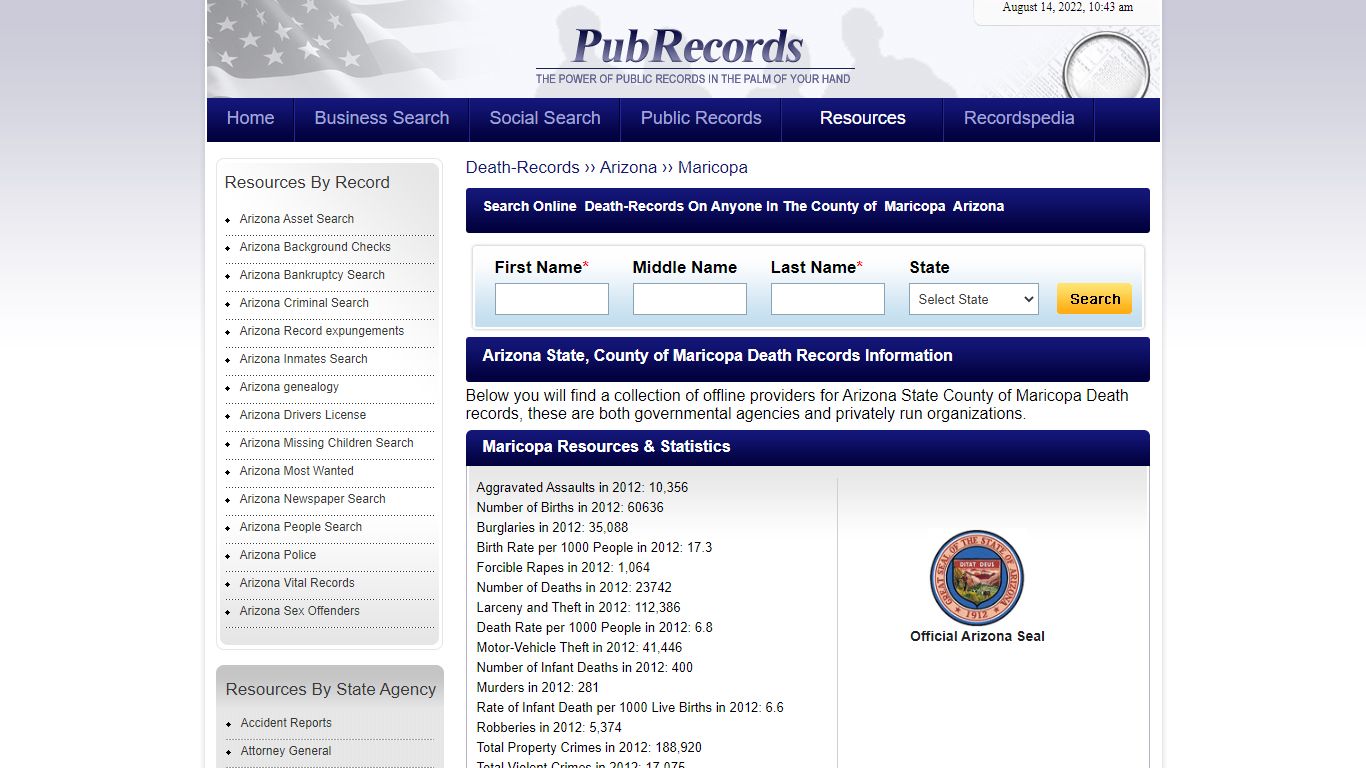 Maricopa County, Arizona Death Records