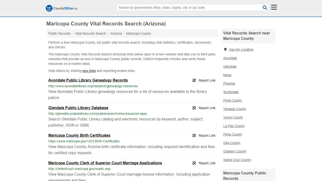 Vital Records Search - Maricopa County, AZ (Birth, Death ...